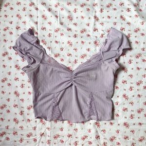 purple lace crop top